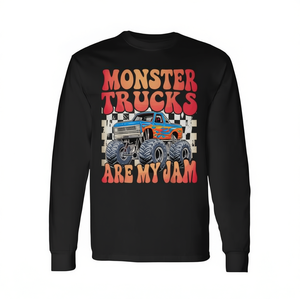 T-Shirt a Maniche Lunghe con Monster Truck Colorati, 'Monster Truck Are My Jam' - Per Uso Promozionale - Product Image 2