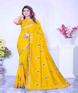 Vêtement de soirée indien Designer Saree Broderie Soie Saree avec chemisier Mesdames Porter Surat Sari Party Wear Vêtement de mariage - Product Image 4