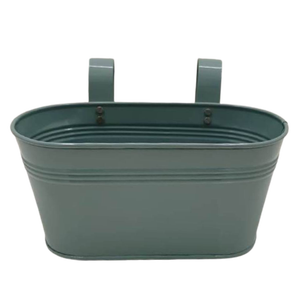 Maceta de barandilla ovalada de hierro de venta decorativa con 2 asas, maceta colgante de Color negro mate y macetas para suministros de jardín para el hogar - Product Image 5