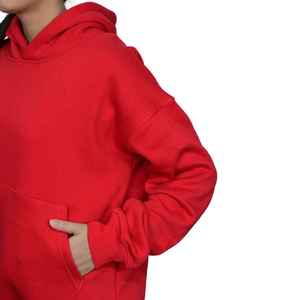 Imprimé et solide polaire décontracté 100% coton sweats à capuche pour femmes chaud hiver Streetwear mode vêtements d'extérieur en rouge vif - Product Image 4