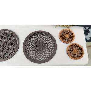 Wooden Round Flower Pattern <b>Trivet</b> Heat Resistant Tabletop Protector For Kitchen Dining restaurant Tableware Decorative Use - Product Image 5