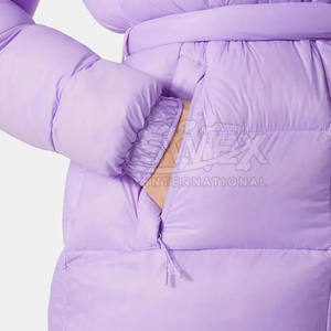 Ladies Fashion <b>Belted</b> Parka Winter Warm Hooded <b>Coat</b> Windproof Casual Outerwear Made In Pakistan - Product Image 3