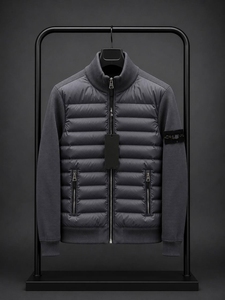 Blouson matelassé hybride de luxe pour homme, d'hiver, style bomber, thermique, à quart de zip, décontracté, imperméable, pour l'extérieur, avec devant non-tissé - Product Image 4