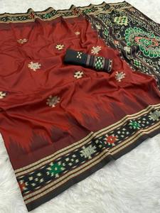 Saree Zari en soie de créateur, tissage traditionnel pakistanais, tenue de fête de mariage pour femmes pakistanaises indiennes - Product Image 2