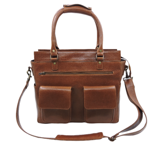 Bolsa de Mensajero Portabotellas de Vino de Cuero, con Divisor de Seguridad Extraíble para 4 Botellas y Compartimento Acolchado para Portátil - Product Image 1