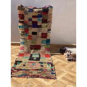 Auténtica Alfombra Marroquí Hecha a Mano, Boucherouite, Estilo Bohemio, Colorida, Vintage, Decoración Artesanal del Atlas - Product Image 1