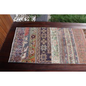 Alfombra Turca Vintage de 2.5x10 pies, Alfombra Azul del Suroeste de Estados Unidos, de Lana - Product Image 5