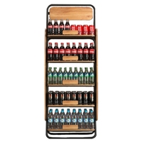 Revêtement de sol pour canettes bouteille de boisson personnalisé Support pop-up pour aliments Présentoir de magasin moderne pour plancher de produits en bois et métal de supermarché au détail
