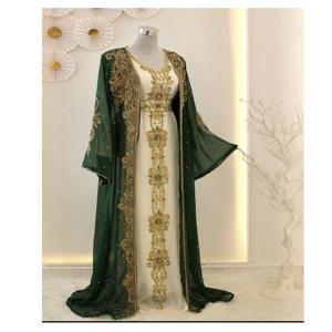 High Quality Arab Style <b>Kaftan</b> Farasha Dress Traditional Georgette Zari Work Embroidered Design Breathable Wedding Festival Wear - Product Image 1