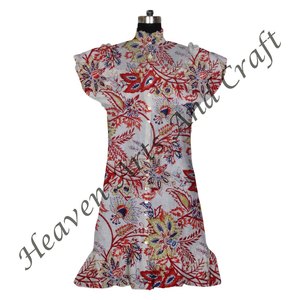 Elegante vestido MIDI de verano para mujer algodón corto sin mangas estampado floral fiesta desgaste bloque estampado patrón floral - Product Image 3