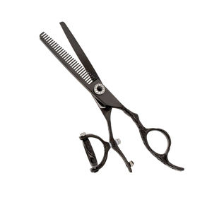 กรรไกรตัดผม24ซี่ฟันเหล็กคาร์บอนสูงสีดำกรรไกรทินเนอร์พร้อมที่วางนิ้ว - Product Image 2