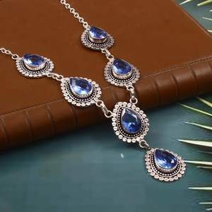 London Blue <b>Sapphire</b> Pear Cut GIA Certified Luxury <b>Necklace</b> Silver Handmade Jewelry Wholesale Supplier - Product Image 6