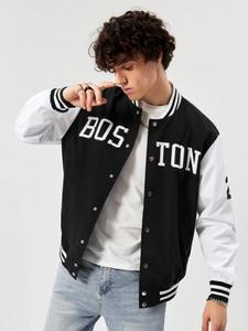 Veste universitaire personnalisée à imprimé numérique sur le devant en laine/polyester de haute qualité pour hommes, respirante, séchage rapide, style streetwear d'hiver, col en V - Product Image 3