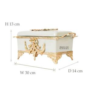 Boîte à mouchoirs en laiton doré antique base rectangulaire en porcelaine avec poignées ornées décoration de la maison classique faite à la main de luxe - Product Image 2