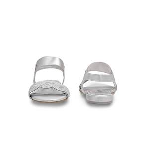Sandalias de tacón con punta abierta de fantasía plateada para mujer con cordones a la moda para bodas y Parties-FN5972 - Product Image 2