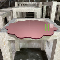 Set de table en laque rose OEM plateau de service en laque peinte à la main plateau festonné centres de table décoration faits à la main de l'artisanat HNH