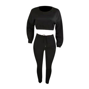 French Terry Sweat Suit Mujer Puff estampado recortado Zip up transpirable Sudadera con capucha y pantalones de chándal Jogger Set Mujer Chándal - Product Image 5