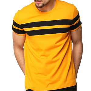 Wholesale Men 100% Cotton <b>T</b> <b>Shirt</b> Blank <b>Plain</b> <b>Yellow</b> <b>T</b> <b>Shirt</b> Custom Printed Logo Black Lining On Front Cotton <b>Plain</b> Men <b>T</b> <b>Shirt</b> - Product Image 3