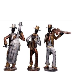 Ensemble de 3 Figurines de musicien légères en fer et cuivre, accessoire d'installation de décoration d'intérieur en métal de table - Product Image 2