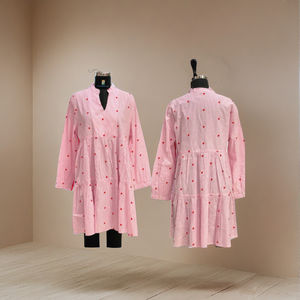 Kurti en coton multicolore Vêtements ethniques indiens traditionnels pour femmes Tunique à manches longues Robes décontractées en pur coton multicolore indien - Product Image 6