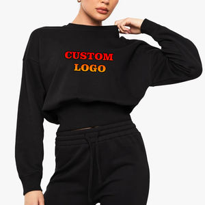 High Quality Women's Crewneck cropped Sweatshirt Custom DTF printed Logo baggy drop shoulder heavyweight women's sweatshirt - Product Image 6