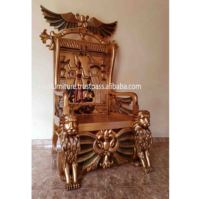 Trônes Royaux Égyptiens Renaissance Pharaonique Tête de Lion Sculptés en Bois Massif Acajou Antique pour Décoration de Mariage et Chaises de Salon