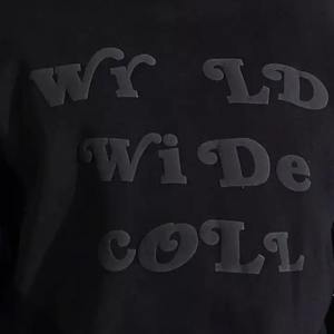 Sudadera con capucha de algodón con estampado completo personalizado de gran tamaño con capucha térmica completa de lana negra de peso pesado con estampado de hojaldre - Product Image 5