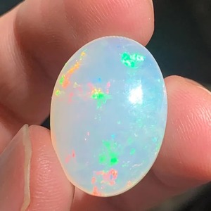 Opale blanche ovale naturelle éthiopienne luxueuse avec feu, 10,36 carats, évaluée par un tiers, pour collier, pierres précieuses en vrac - Product Image 3