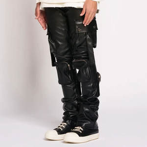 Pantalones de cuero largos hechos a medida 2025, el mejor diseño, ropa de calle de cintura media, venta en línea, precio barato - Product Image 4