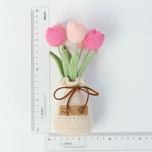 Base de vaso de lana hecha a mano transfronteriza con diseño de tulipán, regalo para el Día de la Madre, decoración del hogar, regalo de San Valentín - Product Image 4