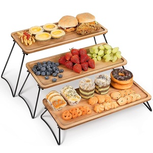 Unique <b>Rack</b> Design Serving Tray Made of Woof With Metal Stand Kitchen Accessories Dinning Ware Use Tray New Arrival - Product Image 6