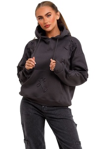Sweat à capuche Pro Enterprises pour femme, hiver, épais, 100 % coton, anti-boulochage, avec logo brodé effet vieilli sur le devant, confortable - Product Image 4