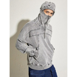 Haute qualité 100% coton polaire sweats à capuche poids lourd GSM demi fermeture éclair multi panneaux Street Wear Design col roulé brodé - Product Image 2