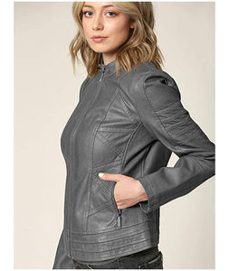 Nouveau cuir véritable 2025 mode fabricant pakistanais femmes vestes en cuir véritable respirant fermeture éclair manteau Style - Product Image 4