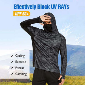 Camisa de pesca con capucha de protección solar UPF de camuflaje de manga larga para hombre 100% poliéster sublimación impresa a precio barato - Product Image 3