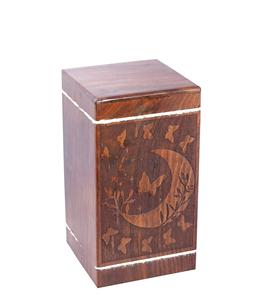 Urnes en bois demi-lune florales fabriquées à la main pour cendres humaines adulte grande urne de crémation papillon pour cendres-urne funéraire - Product Image 6