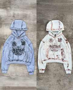 ชุดเสื้อมีฮู้ดผ้าคอตตอน100% สำหรับผู้ชายเสื้อมีฮู้ดซักพิมพ์ลายพัฟ3D ออกแบบได้ตามต้องการ - Product Image 2