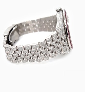 Reloj de pulsera de diamante natural con esfera Rosa helada de excelente calidad con esfera De fecha disponible a un precio asequible - Product Image 2