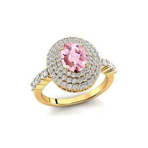 Natural Paved Diamond & Morganite Gemstone Rings in 14k Solid Gold Fine Engagement Halo Rings Manufacturer Jewelry For <b>Wife</b> - Product Image 6