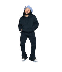 Survêtement Soleil Délavé Lavage À L'acide Pull Hoodies Ensembles Personnalisé en détresse Broderie Lavage À L'acide surdimensionné pantalons empilés OEM - Product Image 3