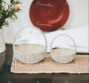 ตะกร้าหวายสานดอกไม้วิลโลว์พร้อมที่จับสำหรับงานแต่งงาน - Product Image 5