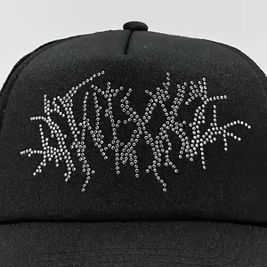 2026 Best Custom Fashion High Quality Rhinestone Logo 5 Panel <b>Trucker</b> Mesh <b>Hat</b> <b>Women</b> Caps Brim Curved Black <b>Trucker</b> <b>Hat</b> Dad Cap - Product Image 3