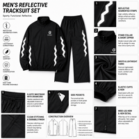 Conjunto Deportivo Personalizado Reflectante para Hombre, 320GSM, Poliéster, Sudadera con Cremallera y Pantalones Jogger, Dos Piezas, Fabricante OEM de Ropa Deportiva
