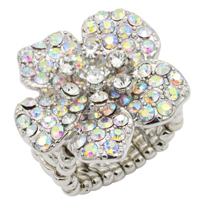 Anelli a grappolo di cristallo AB placcato in oro con intarsio alla moda a forma di cuore gioielli gioielli - Product Image 1