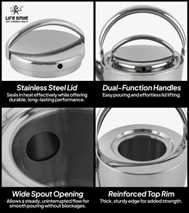 Juego de Tetera Doble de Acero Inoxidable 18/10 Ultra Premium con Asas de Acero Inoxidable Sólido - Product Image 4