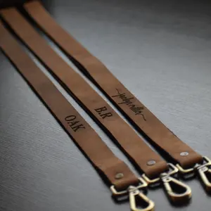 Cordão de couro genuíno com logo personalizado cordão com chaveiro barato cordão