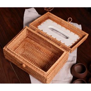 Antique Hand-woven <b>Rattan</b> <b>Tissue</b> Boxes with Ceramic Plate Unique Rectangle <b>Rattan</b> <b>Tissue</b> <b>Box</b> <b>Cover</b> Wholesale From Vietnam - Product Image 4