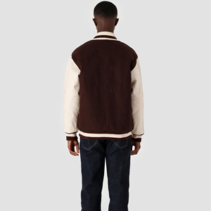 Veste de baseball universitaire en laine pour hommes sur mesure à forte demande col montant corps long conception OEM coton noir pour le printemps - Product Image 4