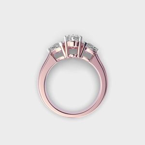 Anillo DE BODA romántico de diamantes cultivados en laboratorio de corte ovalado CTW 2,0 para mujer, anillo de compromiso de tres piedras para fiestas - Product Image 6