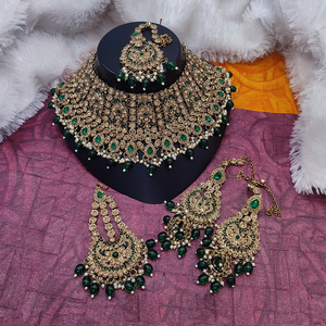 Conjunto de Gargantilla con Cuentas Chapadas en Oro de Diseño, con Cristales Austríacos de Primera Calidad, una Pieza Impresionante para Fiestas - Product Image 2